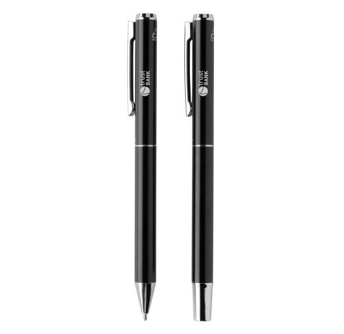 Swiss Peak Cedar RCS Certified Recycled Aluminum Pen Set Black Custom Logo