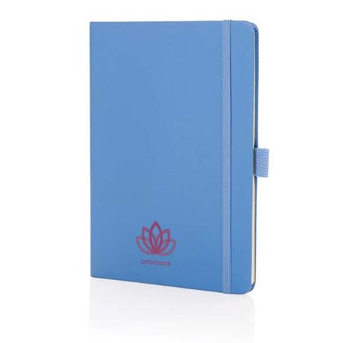 Promotional Branded A5 Recycled  Bonded Leather Classic Notebooks Sam A5 RCS Certified Sky Blue