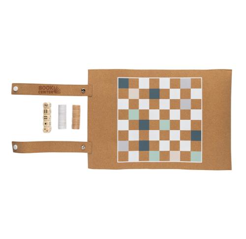 Britton cork foldable backgammon and checkers game set
