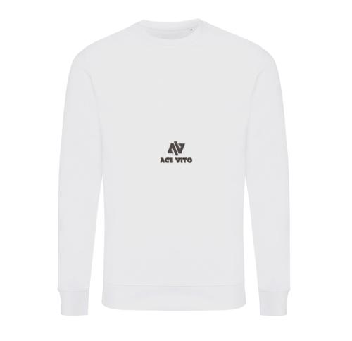 Custom Printed Recycled Cotton Crew Neck White Sweatshirt Iqoniq Zion 