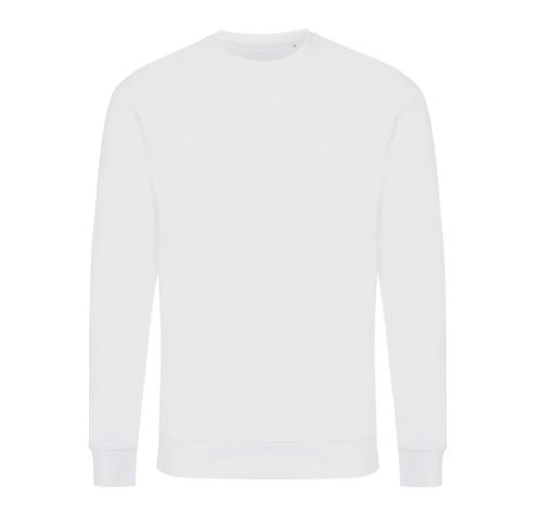 Custom Printed Recycled Cotton Crew Neck White Sweatshirt Iqoniq Zion 