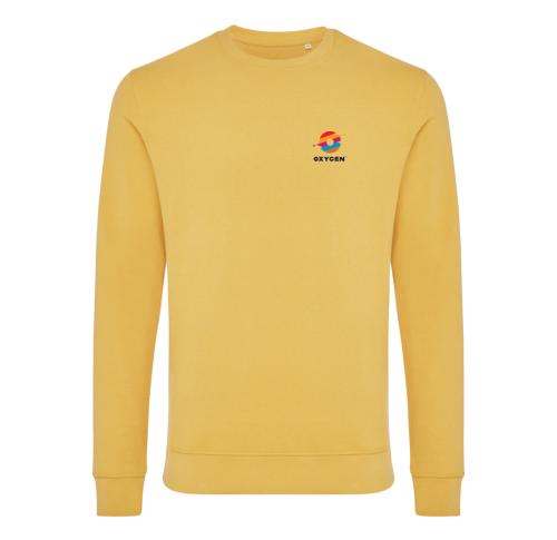 Custom Branded  Recycled Cotton Crew Neck Sweatshirts Yellow Iqoniq Zion
