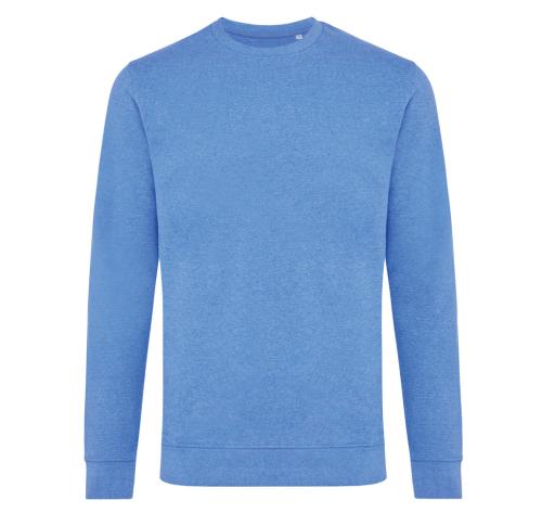 Printed Logo Recycled Cotton Crew Neck Swseatshirt Heather Blue Iqoniq Denali 