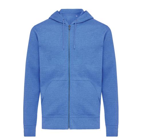 Printed Hoodies Abisko Unisex Recycled Cotton Zip Through Heather Blue