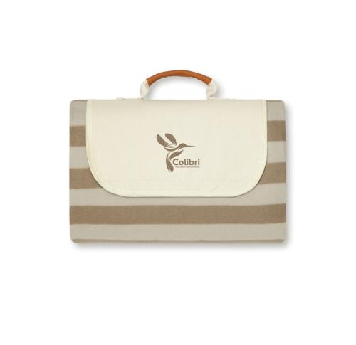 Recycled Picnic Blanket Small Brown Striped VINGA Alba GRS RPET 
