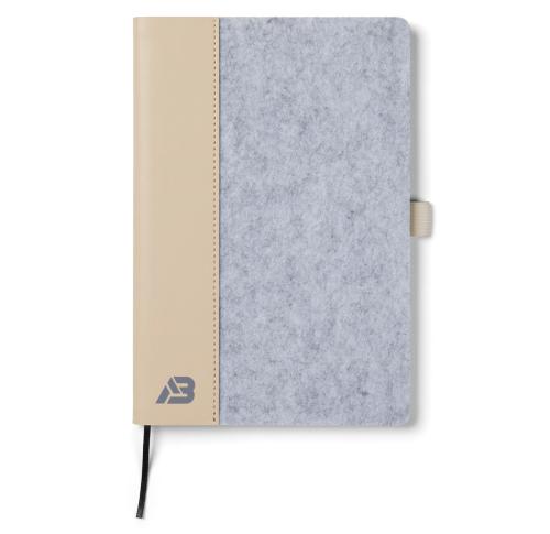 Promotional Branded A5 Recycled Felt Notebooks Grey VINGA Albon GRS