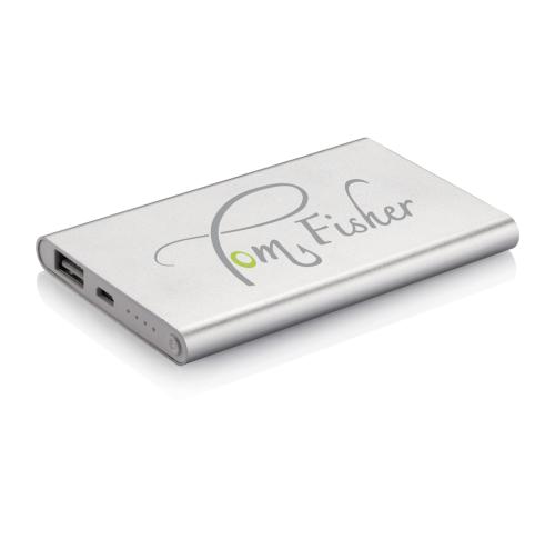 Customised 4000 MAh Slim Powerbanks - Silver