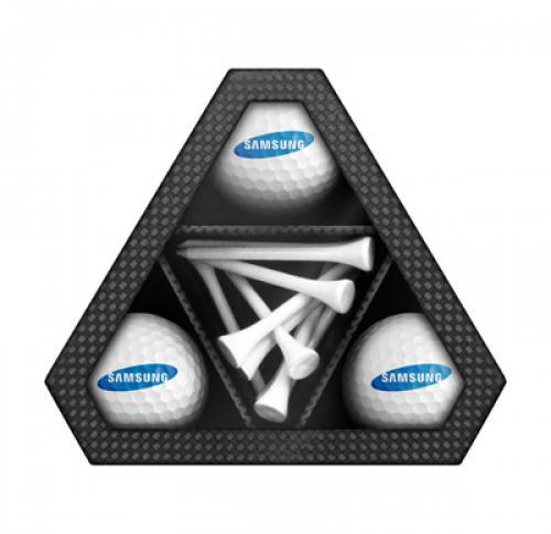 Golf Gift Box Triangle - 3 Golf Balls & Ten Tees Custom Logo