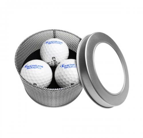 Circular Metal Golf Gift Tin Contains 3 Printed Callaway Warbird Balls