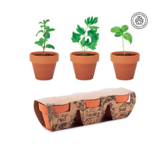 Eco Indoor Garden Terracotta 3 Herb Pot Set