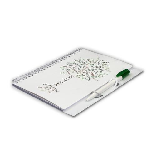 Recycled A5 Wire Bound Notebook & Pen - Green & Good