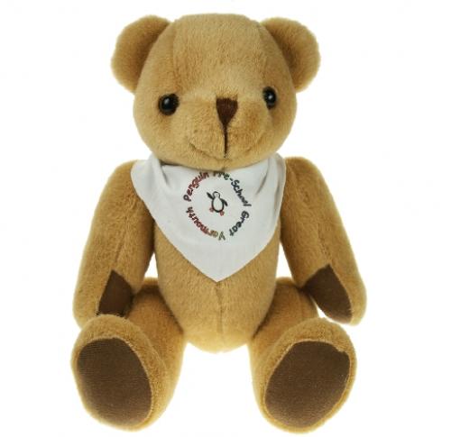 25cm teddy bear with logo printed bandana