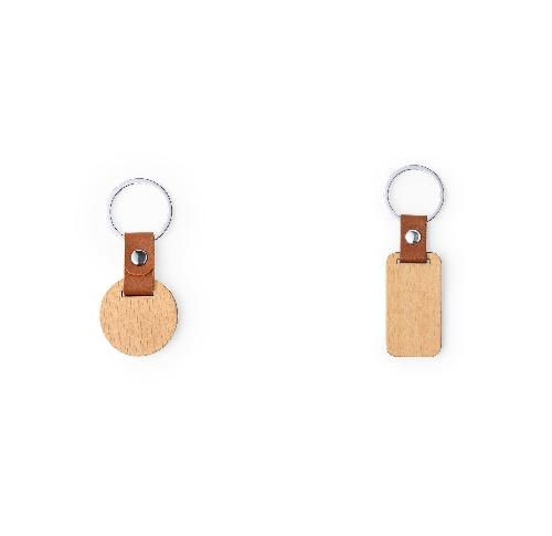 Wooden And PU Leather Keyring