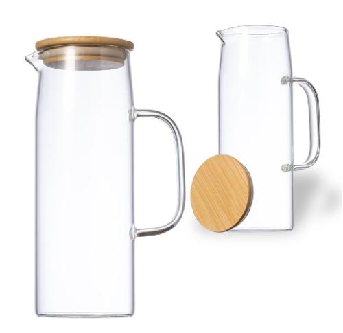 Glass Boroscilicate Jug 1.25L Wooden Bamboo LidDibrix