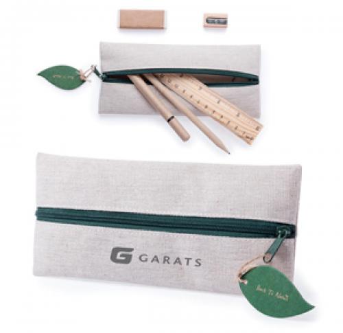 Custom Jute  Pencil Cases Leaf Stationery Set Eco