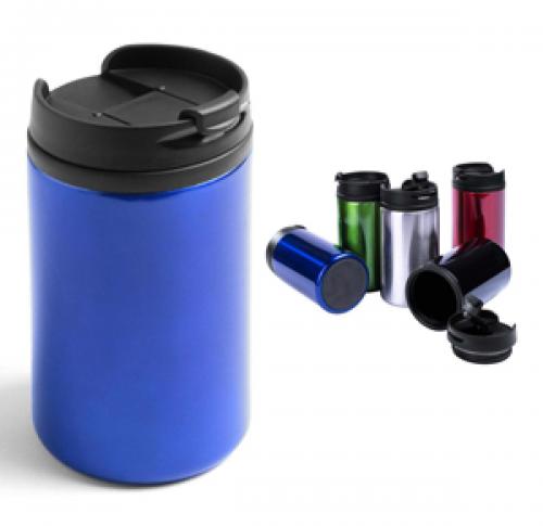 Stainless Steel Metal Travel Mug 280ml Screw Top Lid Flip Closure