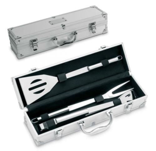 Travel 3 Piece Stainless Steel  BBQ Tool Sets Custom Logo