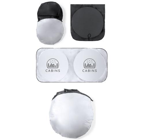 Folding Car Sunshade Silver Polyester 