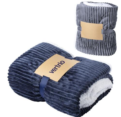 Soft Fleece Blanket Throw Coral Fleece and Sherpa Gift Packed