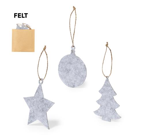 Set of 3 Felt Christmas Tree Hanging Decorations Custom Branded
