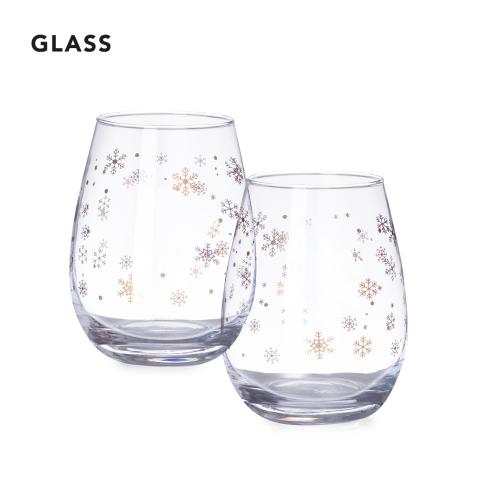Set of 2 Snowflake Design 500ml Christmas Glasses Gift Boxed