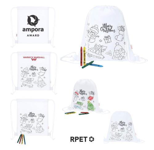 Childrens Christmas Drawstring Back Pack Colouring Gift Set