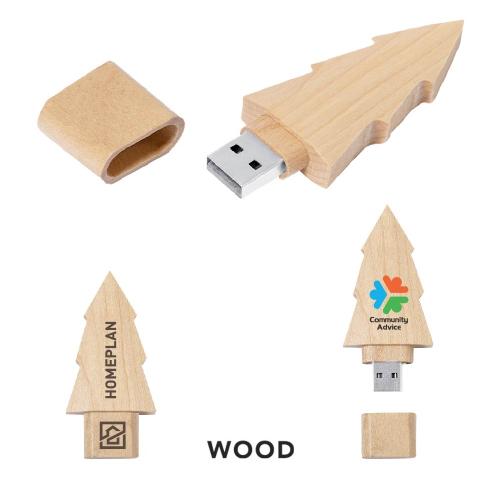 Wooden Christmas Tree Shaped Usb Memory Neskup 16Gb