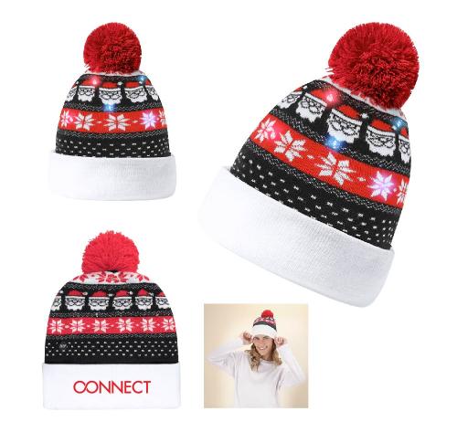 Knitted Santa Pom Pom Christmas Beanie Hat