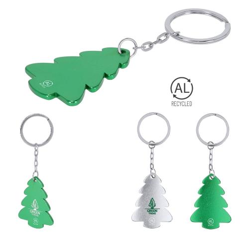 Reycled Eco Aluminium Christmas Tree Shaped Metal Keyring Key Chain