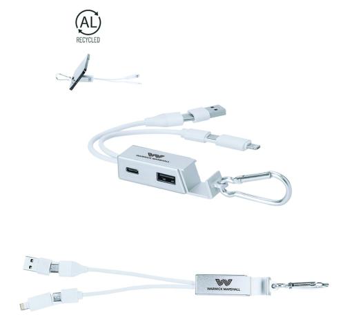 eco Friendly Recycled Aluminium Charger CableUsb Hub Smartphone Holder