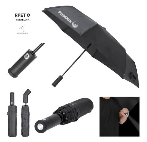 Recycled 105cm Automatic Opening Umbrella Integrated Torch