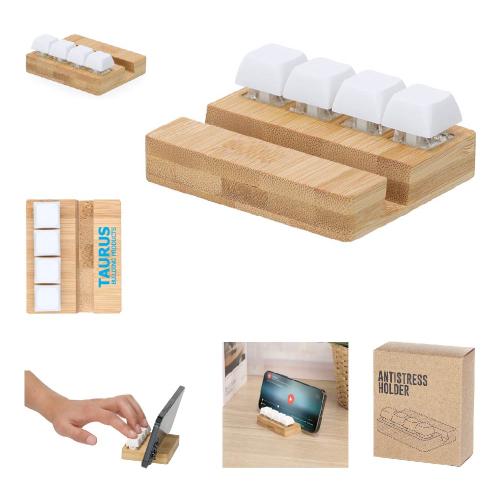 Bamboo Antistress Fidget Keyboard Mobile Phone Holder Toy