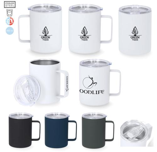 Stainless Steel 400ml InsulatedTravel Mug Soft Touch Rubber Finish Laser Engraved Logo