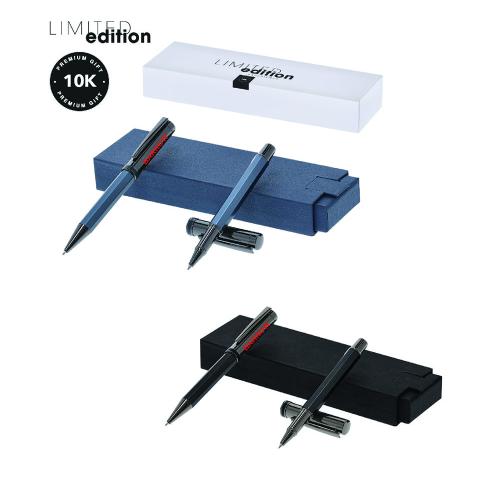 Exclusive Hexagonal Stainless Steel Pen & Rollerball Gift Set