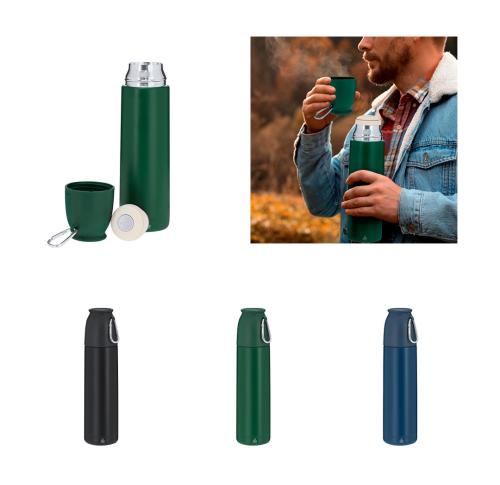 Recycled Eco Stainles Steel 500ml Vacuum Flask 120ml Cup