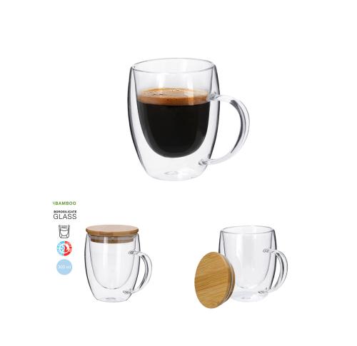 Glass Thermal Insulated 300ml Mug Bamboo Lid