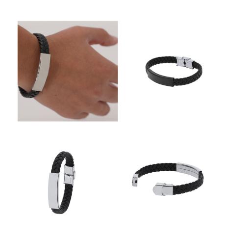 Black Faux Leather Bracelet