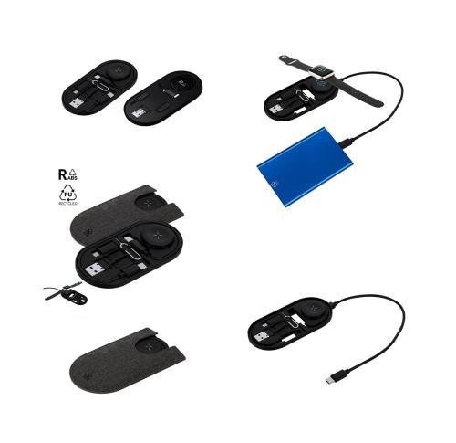 Recycled Mobile Phone Charging Cables Gift Set and Wireless Phone Charging Pad