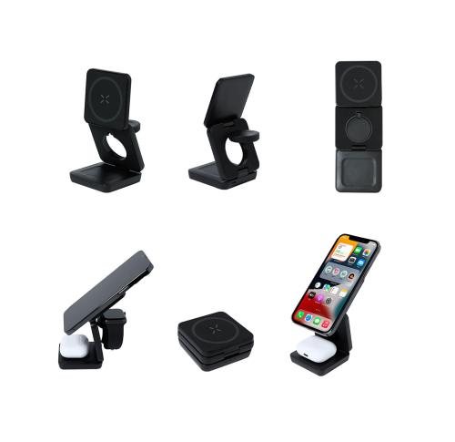 Recycled Magnetic Foldable 4-in-1 Wireless 15W Charger Multiple Devices