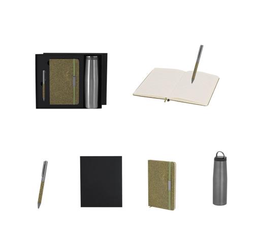 Eco Friendly Notepad, Pen and Stainless Steel Drinks Bottle Gift Set