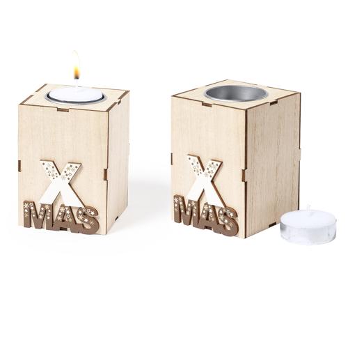 Wooden Christmas Tea Light Holder and Scented  Candle Jorin