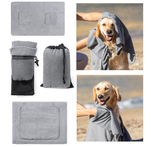 Polyester Pet Towel With Pockets and Storage Bag Custom Logo