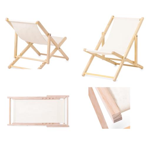 Branded Folding Wooden and Cotton Deckchair Chair 