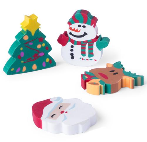 Set of Four Christmas Themed Erasers Gift Set