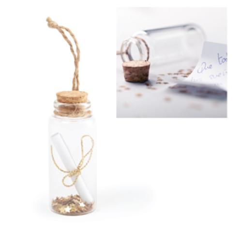 Minidature Corked Glass Wish Bottle Contains Parchment and Stars Gift