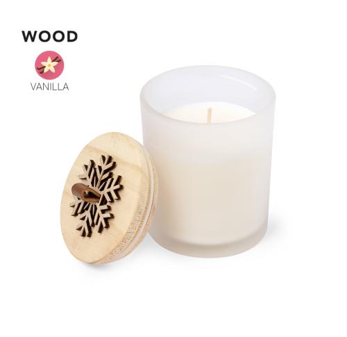 Vanilla Scented Chirstmas Glass Wooden Lid Snowflake Design A