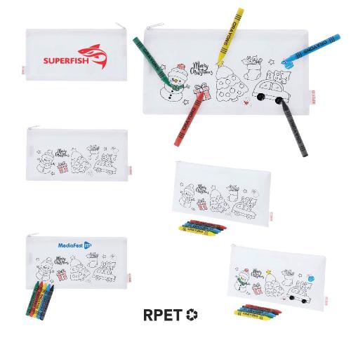 Kids christmas Colourng Recycled Pencil Case Gift Set