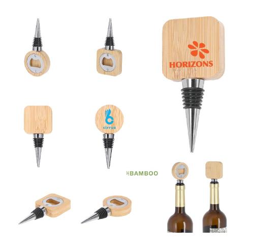Bamboo % Stainless Steel Bottle Opener & Stopper 