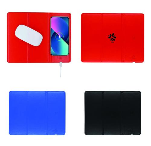 Foldable Recycled PU Leather 10W Charger Mousepad Dangox