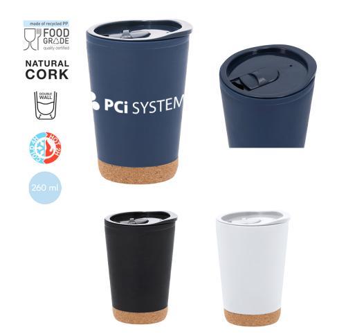 Eco Friendly Recycled Thermal Insulated 260ml Cup Cork Base